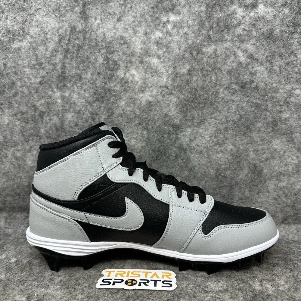 Jordan 1 Mid TD Football Cleats Mens Size 13 Black Grey Shadow FJ6805-002 Retro